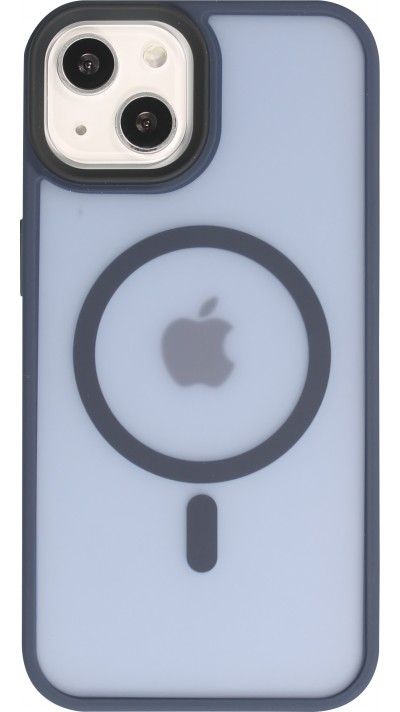iPhone 14 Case Hülle - Jelly cover glass semi-durchsichtig MagSafe - Navy blue