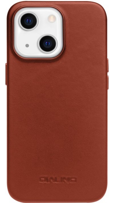 iPhone 14 Plus Case Hülle - Qialino Echtleder (MagSafe kompatibel) - Braun