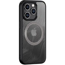 iPhone 14 Pro Case Hülle - Bumper Clear Waves Transparente Wellen mit MagSafe - Schwarz