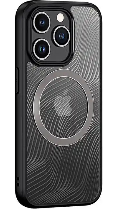 iPhone 15 Pro Max Case Hülle - Bumper Clear Waves Transparente Wellen mit MagSafe - Schwarz