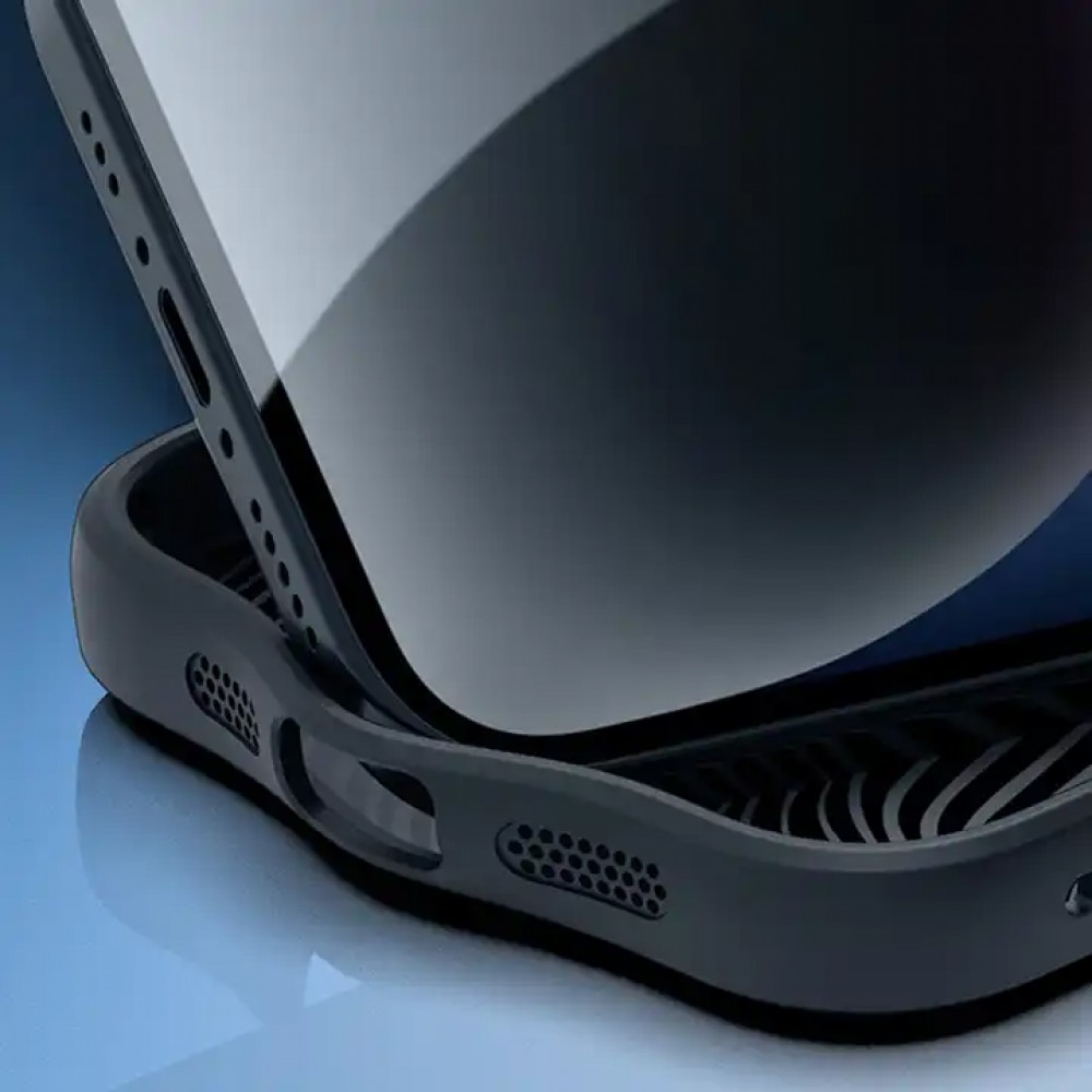 iPhone 14 Pro Case Hülle - Bumper Clear Waves Transparente Wellen mit MagSafe - Schwarz
