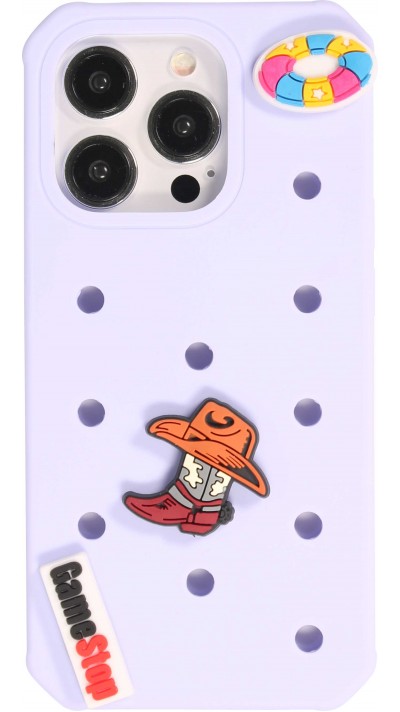 iPhone 14 Pro Case Hülle - Dicke Silikonhülle mit Löcher für Aufsteck-Sticker - Hellblau