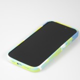 iPhone 14 Pro Max Case Hülle - Gel Soft touch glatt Streifen Blau/gelb