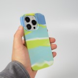 iPhone 14 Pro Max Case Hülle - Gel Soft touch glatt Streifen Blau/gelb