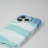 iPhone 14 Pro Max Case Hülle - Gel Soft touch glatt Streifen Blau/türkies