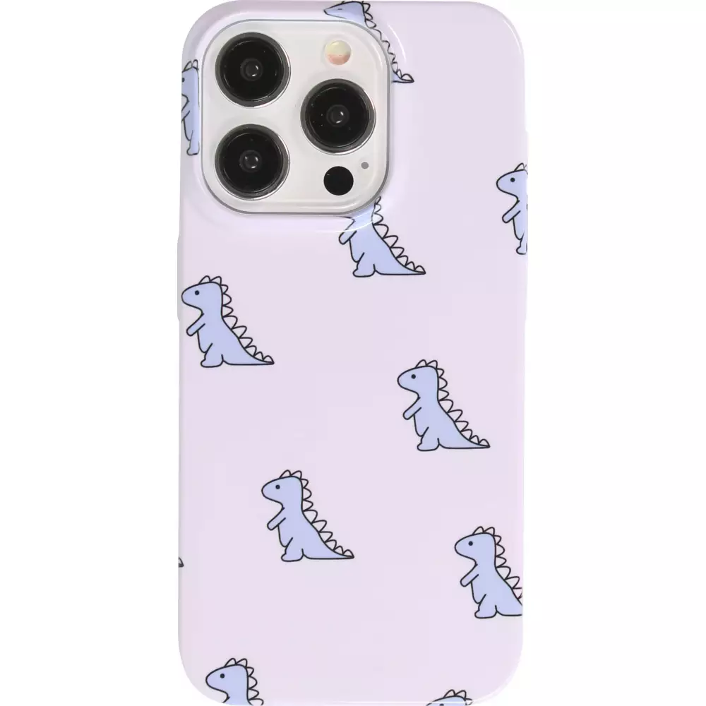 iPhone 15 Pro Max Case Hülle - Kunststoff glossy Kleiner Dinosaurier - Hellviolett