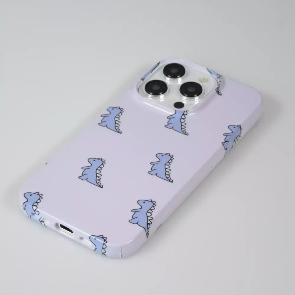 iPhone 15 Pro Max Case Hülle - Kunststoff glossy Kleiner Dinosaurier - Hellviolett