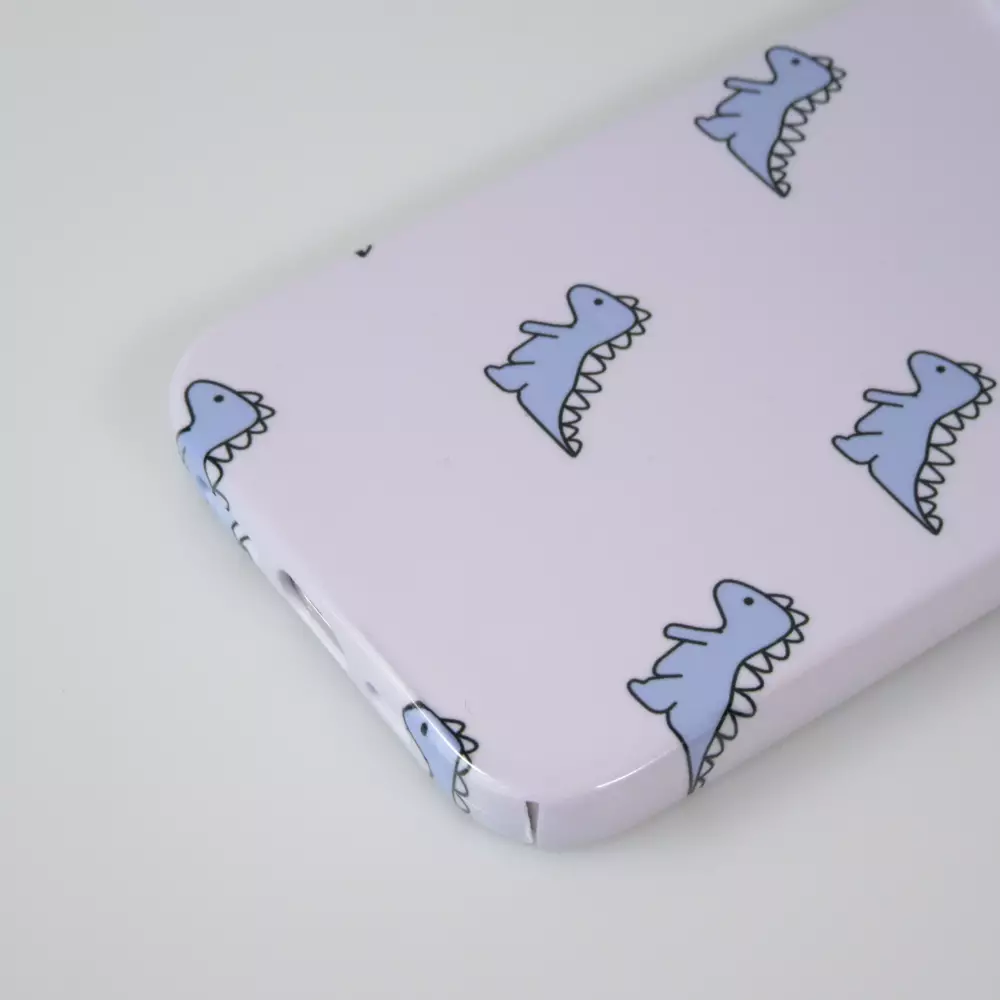 iPhone 15 Pro Max Case Hülle - Kunststoff glossy Kleiner Dinosaurier - Hellviolett