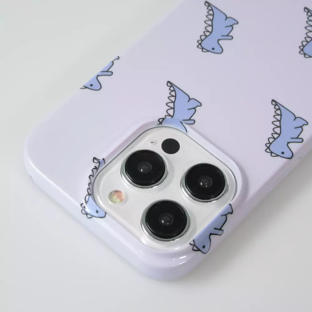 iPhone 15 Pro Max Case Hülle - Kunststoff glossy Kleiner Dinosaurier - Hellviolett