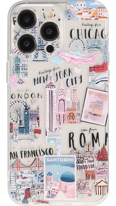 iPhone 15 Pro Max Case Hülle - Silikon Gummi Städte der Welt - Transparent