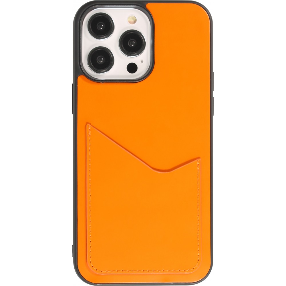 iPhone 14 Pro Max Case Hülle - Silikon Gummi Cover Haze Kartenhalter - Orange