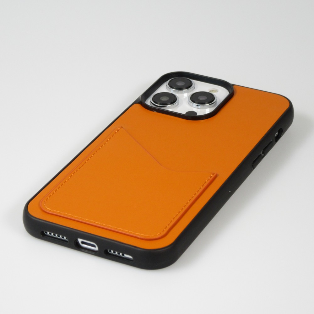 iPhone 14 Pro Max Case Hülle - Silikon Gummi Cover Haze Kartenhalter - Orange