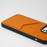 iPhone 14 Pro Max Case Hülle - Silikon Gummi Cover Haze Kartenhalter - Orange