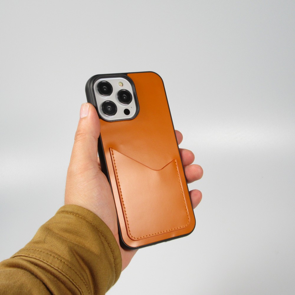 iPhone 14 Pro Max Case Hülle - Silikon Gummi Cover Haze Kartenhalter - Orange