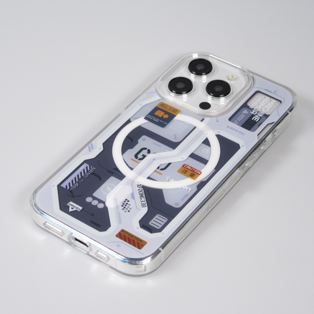 iPhone 15 Pro Max Case Hülle - Gummi Silikon Machine Armor Type-G20 MagSafe - Hellblau