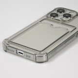 iPhone 14 Pro Case Hülle - Gummi Silikon bumper super flexibel mit Kartenhalter transparent - Grau