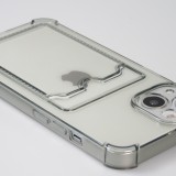 iPhone 14 Pro Case Hülle - Gummi Silikon bumper super flexibel mit Kartenhalter transparent - Grau