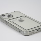 iPhone 14 Pro Case Hülle - Gummi Silikon bumper super flexibel mit Kartenhalter transparent - Grau