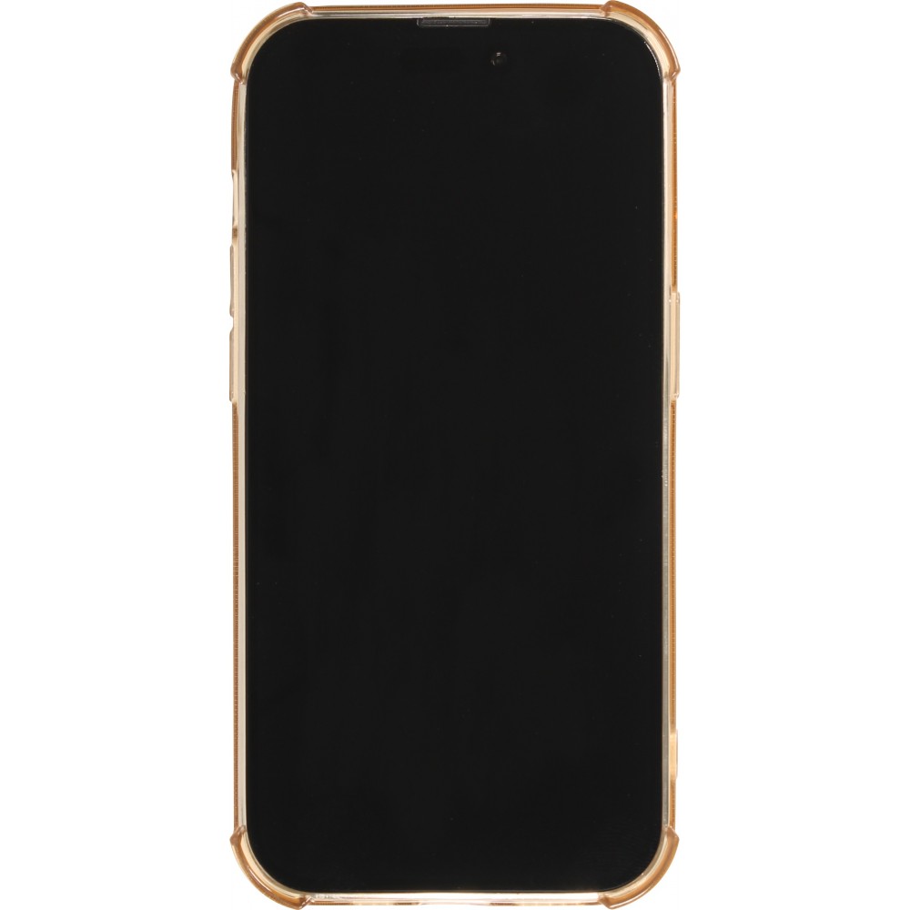 iPhone 14 Pro Case Hülle - Gummi Silikon bumper super flexibel mit Kartenhalter transparent - Gold