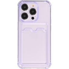iPhone 14 Pro Max Case Hülle - Gummi Silikon bumper super flexibel mit Kartenhalter transparent - Violett