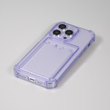 iPhone 14 Pro Max Case Hülle - Gummi Silikon bumper super flexibel mit Kartenhalter transparent - Violett