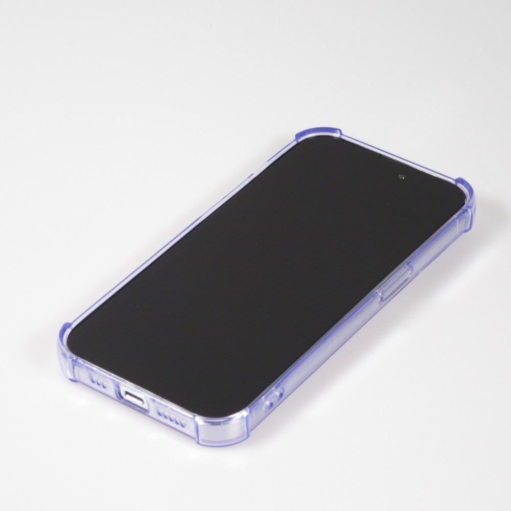 iPhone 14 Pro Max Case Hülle - Gummi Silikon bumper super flexibel mit Kartenhalter transparent - Violett