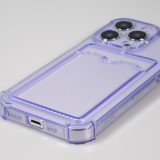iPhone 14 Pro Max Case Hülle - Gummi Silikon bumper super flexibel mit Kartenhalter transparent - Violett