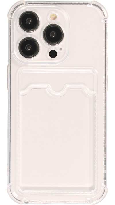 iPhone 14 Pro Max Case Hülle - Gummi Silikon bumper super flexibel mit Kartenhalter transparent
