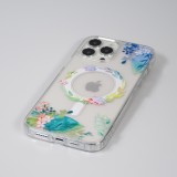 iPhone 16 Pro Case Hülle - Gummi Silikon steif mit MagSafe Frühlings Blumen - Transparent