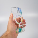 iPhone 16 Pro Case Hülle - Gummi Silikon steif mit MagSafe Frühlings Blumen - Transparent