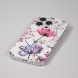 iPhone 14 Pro Max Case Hülle - Silikon Gel blütende Rose - Weiss