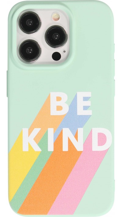 iPhone 14 Pro Max Case Hülle - Gel Silikon weich - Be Kind - Mintgrün