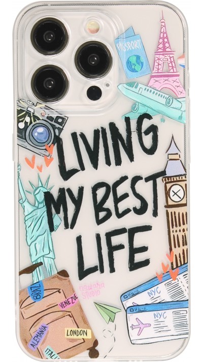 iPhone 14 Pro Max Case Hülle - Transparentes Silikon Cover Living my best Life