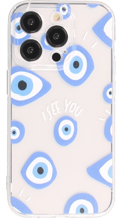 iPhone 14 Pro Case Hülle - Gummi Silikon transparent artistische Muster Nr. 2