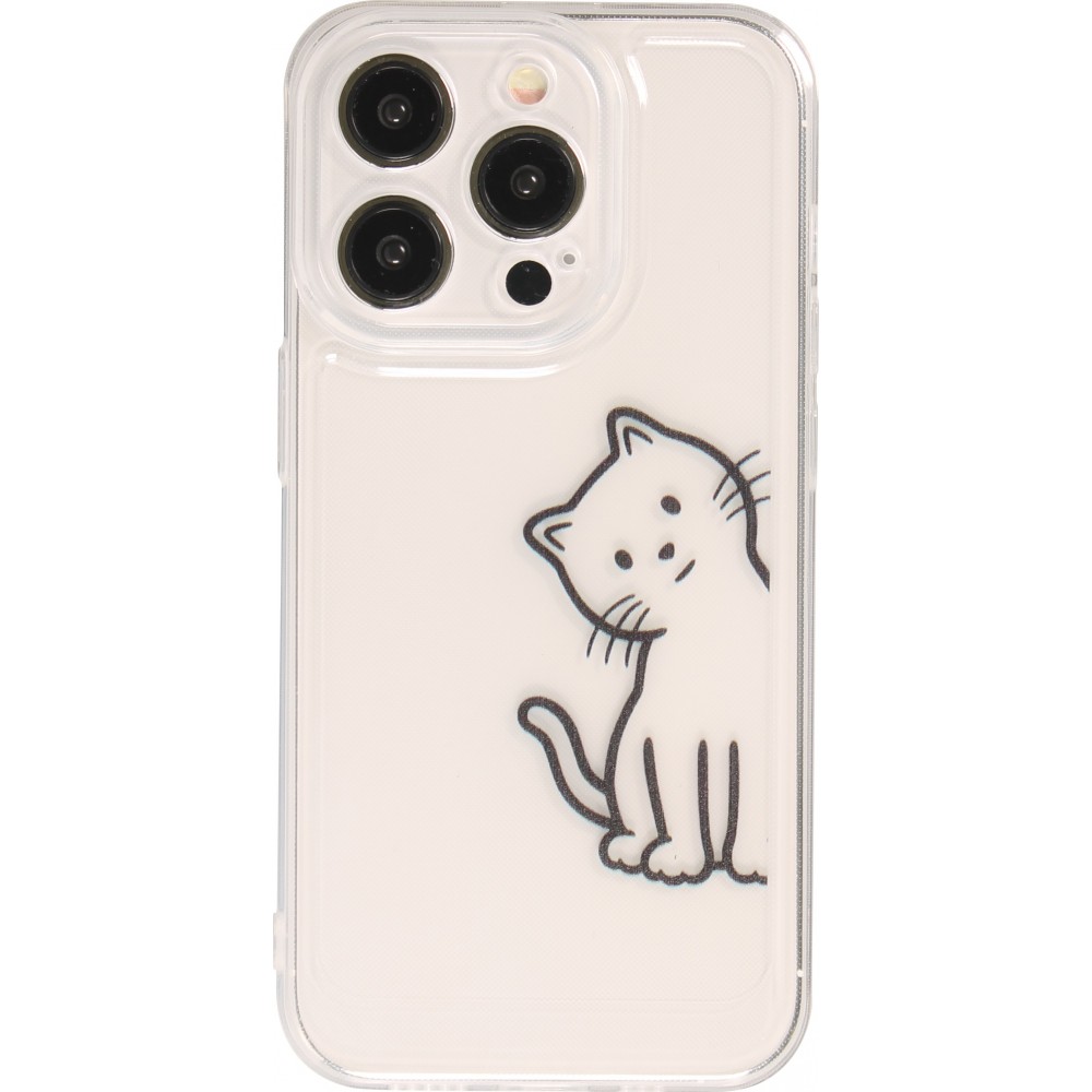 iPhone 15 Pro Max Case Hülle - Silikon Cover transparent süsse kleine Katze