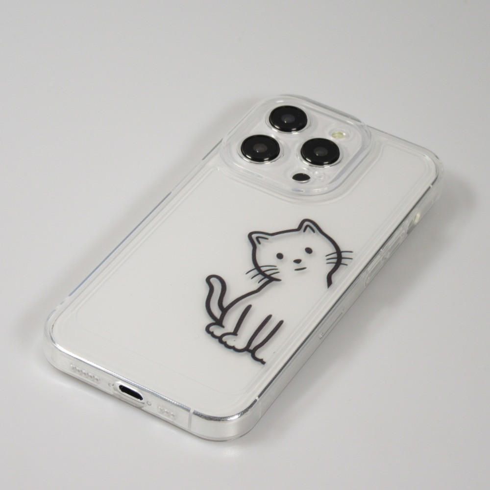 iPhone 15 Pro Max Case Hülle - Silikon Cover transparent süsse kleine Katze