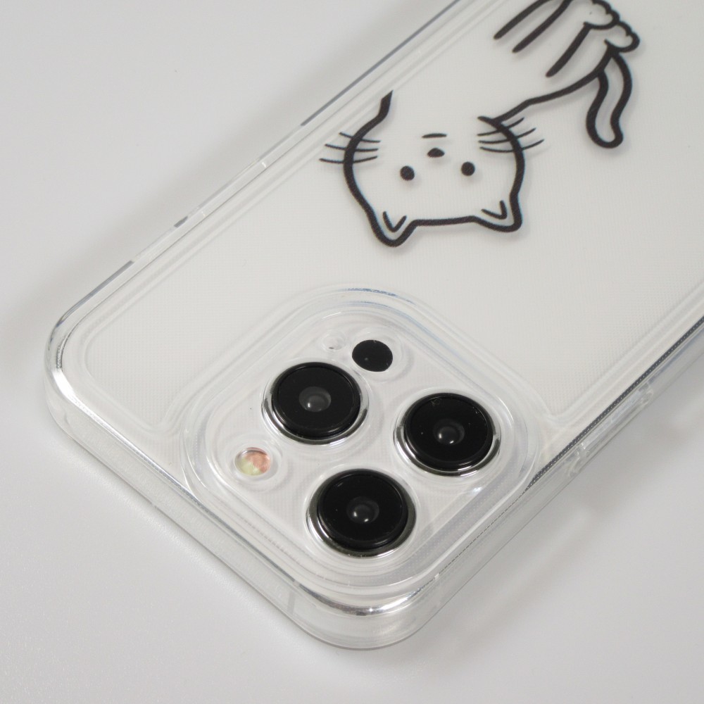 iPhone 15 Pro Max Case Hülle - Silikon Cover transparent süsse kleine Katze