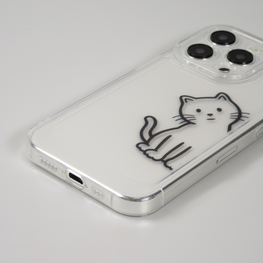 iPhone 15 Pro Max Case Hülle - Silikon Cover transparent süsse kleine Katze
