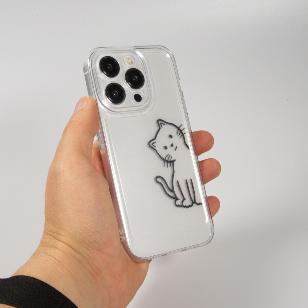 iPhone 15 Pro Max Case Hülle - Silikon Cover transparent süsse kleine Katze