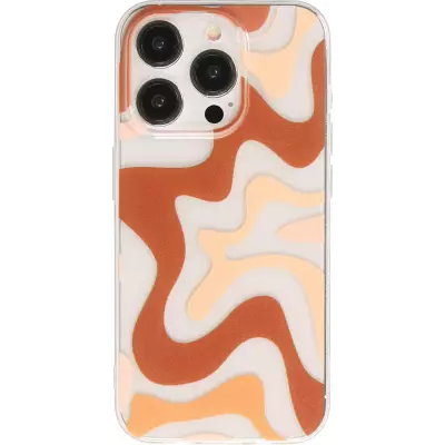 iPhone 15 Pro Max Case Hülle - Gummi Silikon farbige Wellen - Café Mocha