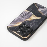 iPhone 13 Pro Max Case Hülle - Glass Marmor mit Silikonrand - Schwarz/Gold