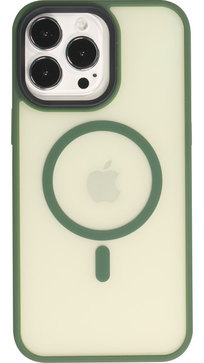 iPhone 13 Pro Max Case Hülle - Jelly cover glass semi-durchsichtig MagSafe - Midnight green