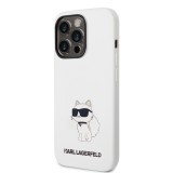Coque iPhone 14 Pro - Karl Lagerfeld silicone soft touch Choupette - Blanc