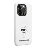 Coque iPhone 14 Pro - Karl Lagerfeld silicone soft touch Choupette - Blanc