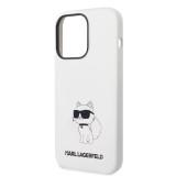 Coque iPhone 14 Pro - Karl Lagerfeld silicone soft touch Choupette - Blanc