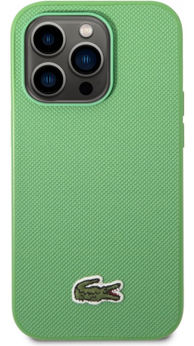 iPhone 14 Pro Max Case Hülle - Lacoste Petit Piqué Effekt mit MagSafe und gesticktem Logo-Patch - Grün