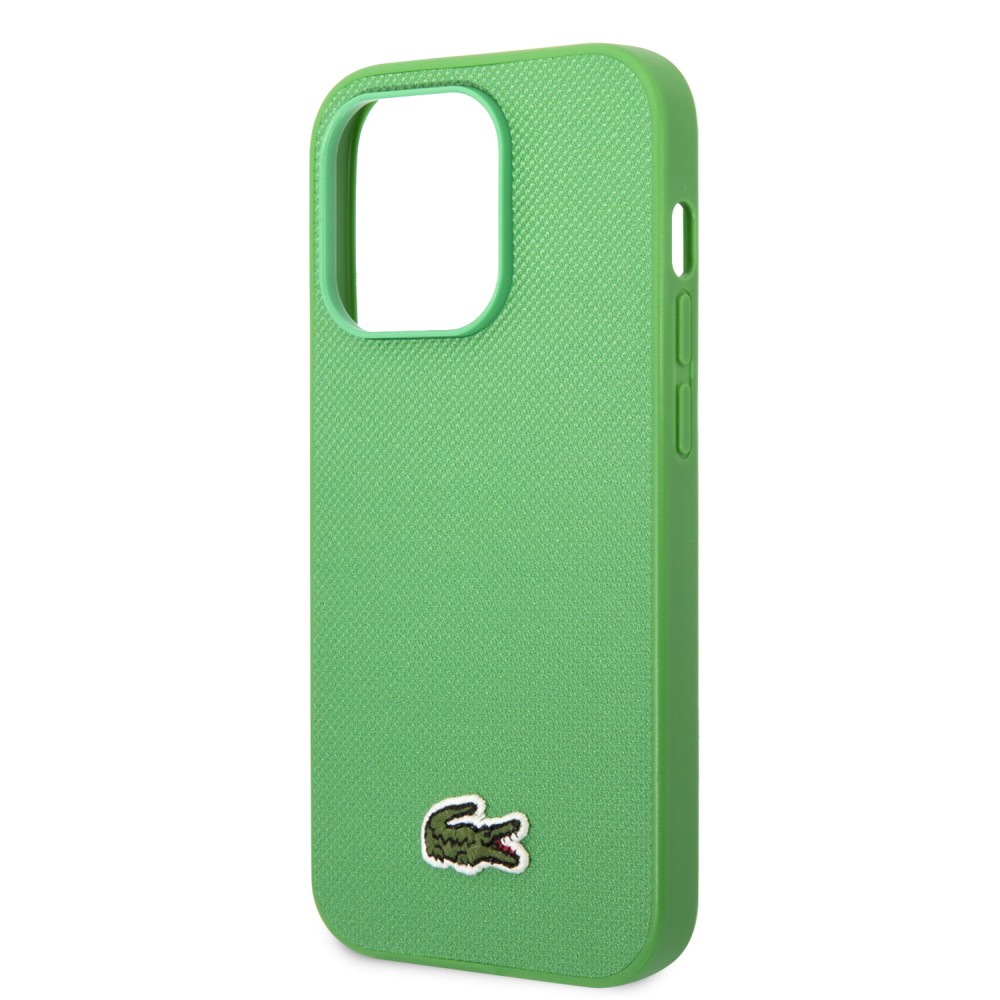 iPhone 15 Pro Case Hülle - Lacoste Petit Piqué Effekt mit MagSafe und gesticktem Logo-Patch - Grün