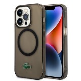 Coque iPhone 14 Pro - Lacoste gel laqué transparent avec MagSafe - Noir