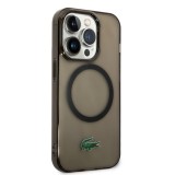 Coque iPhone 14 Pro - Lacoste gel laqué transparent avec MagSafe - Noir