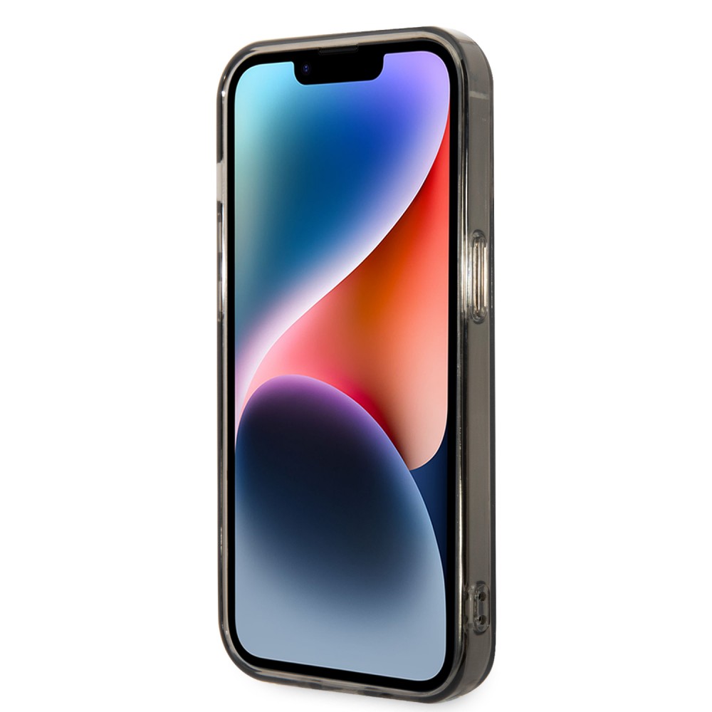 Coque iPhone 14 Pro - Lacoste gel laqué transparent avec MagSafe - Noir